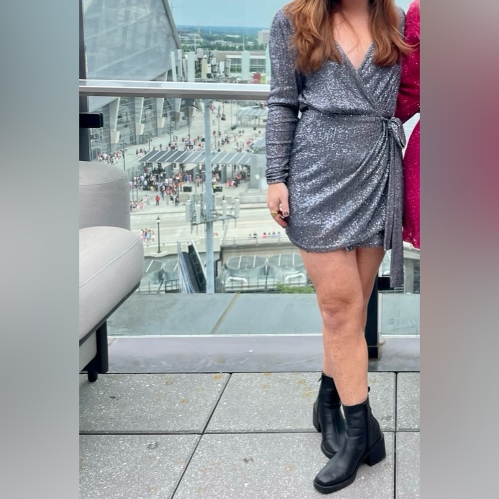 Karlie Silver Glitter Wrap Dress